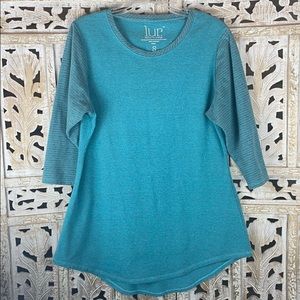 Lur Fashion High/Low T-Shirt Tunic Striped Trim